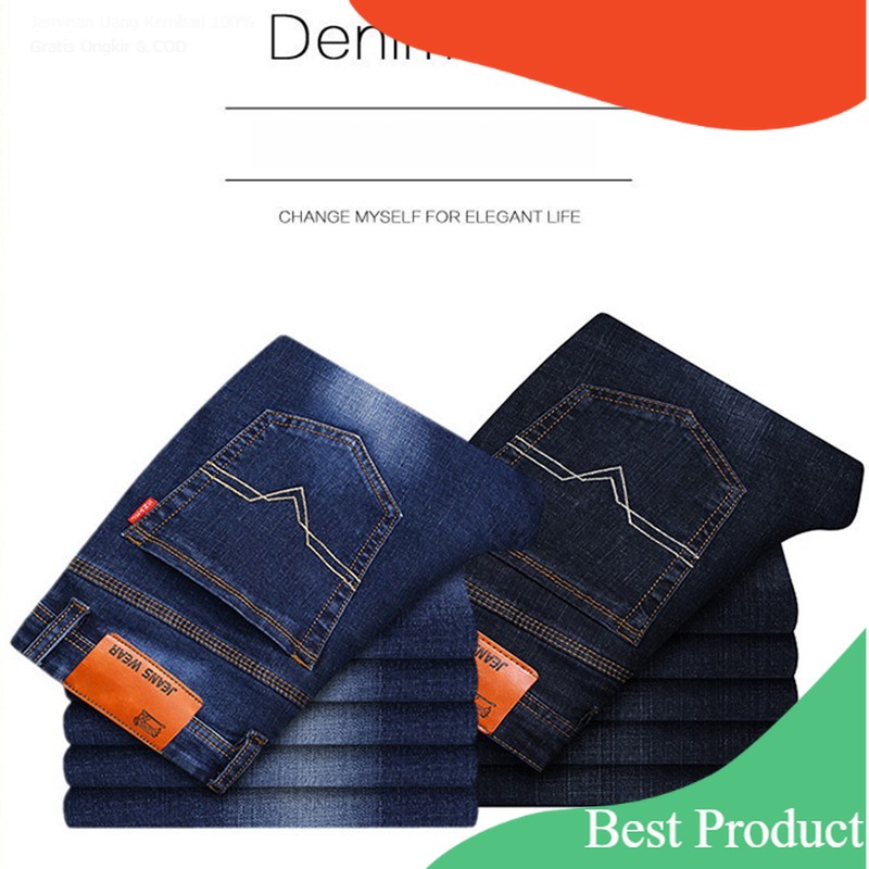 Celana pria panjang jeans standar panjang Standart original bahan tipis bernapas jeans murah warna h
