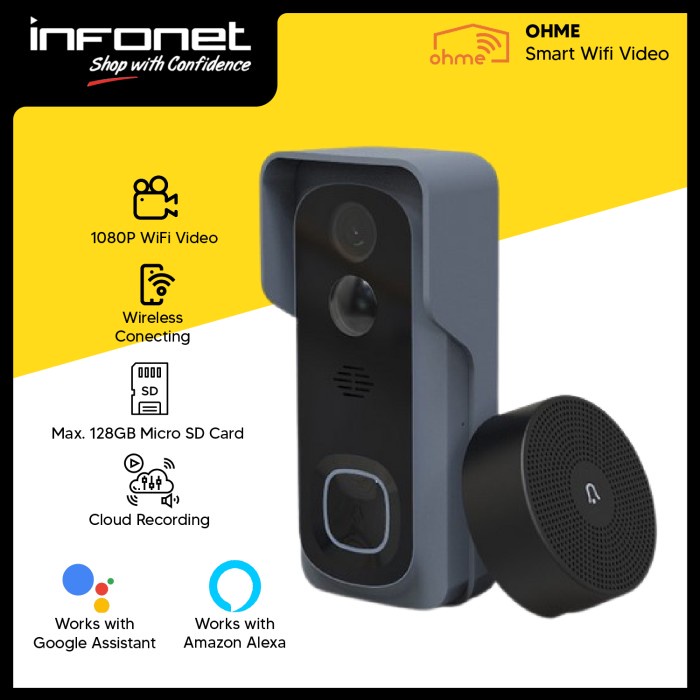 

OHME Smart Wifi Video Intercom Bel Pintu with PIR Motion