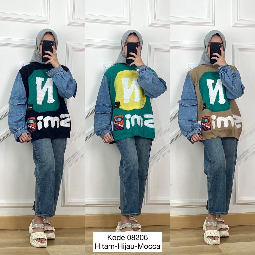 Sweater Rajut Wanita Motif I Sweater Rajut Motif I Sweater Jeans I Baju Sweater Wanita Oversize