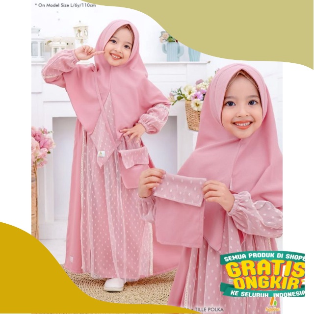 Gamis Anak Rania Baju Pesta Anak Tile Dress Cantik Muslim Setelan Hijab/ Bigsize jumbo