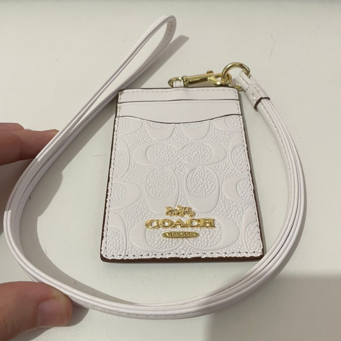 

[KSG-97] COACH LANYARD PEMEGANG KARTU ID/NAME TAG DIY LANYARD EMBOSSED 65573 - Putih