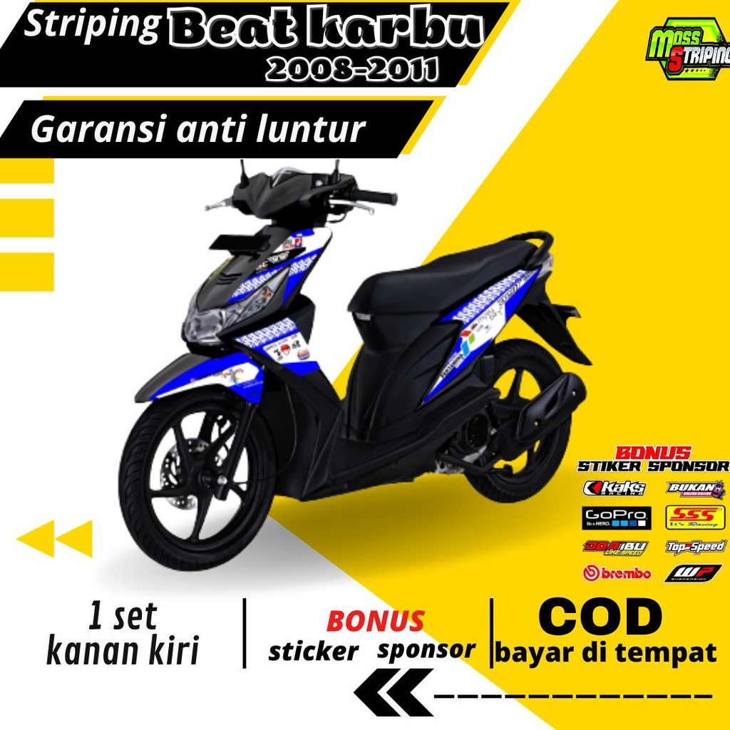 Striping Stiker Lis decal honda Beat Karbu Carbu 2008 2009 2010 2011 2012 semi fullbody Mandalika Ra