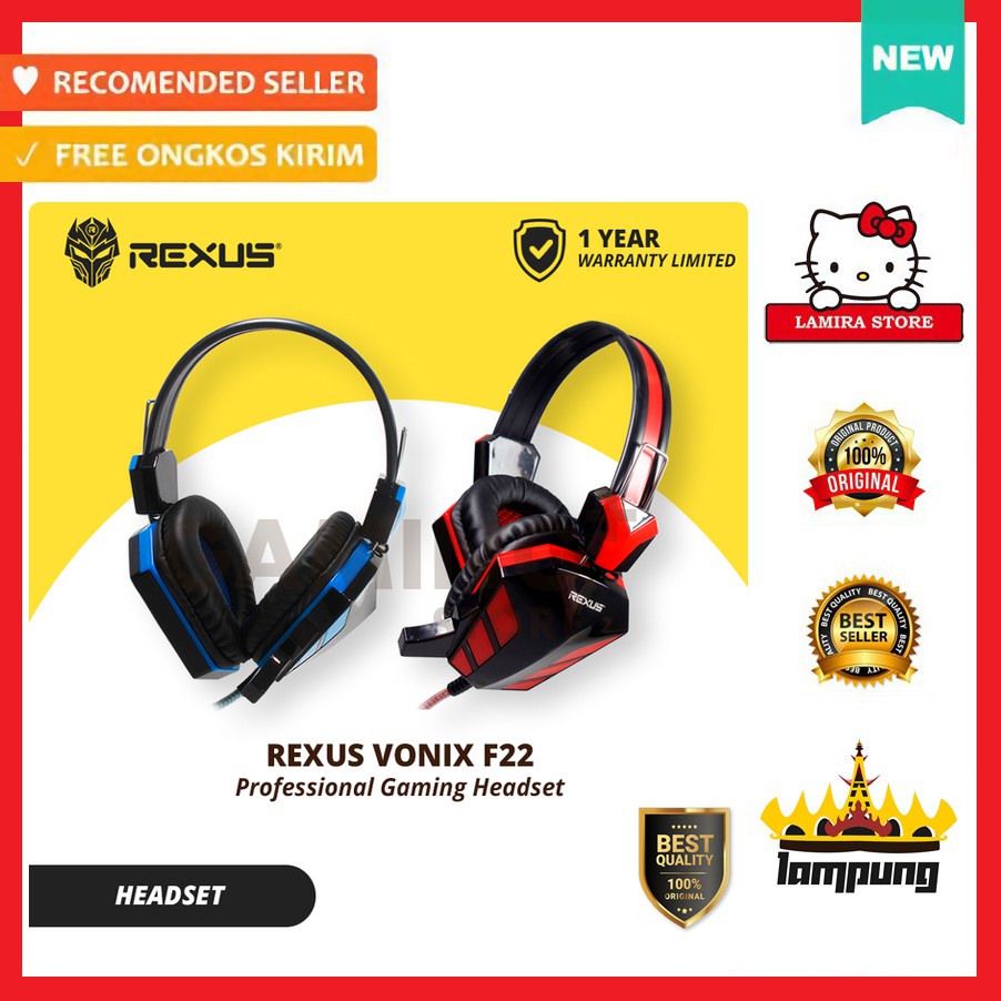 REXUS GAMING HEADSET VONIX F22 / REXUS VONIX F22/F-22 HEADSET/HEADPHONE GAMING + MICROPHONE