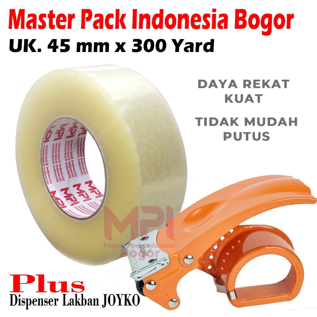 

Lakban Bening MPI 45 mm x 300 yard / Lakban Packing + Dispenser Lakban Joyko Besi