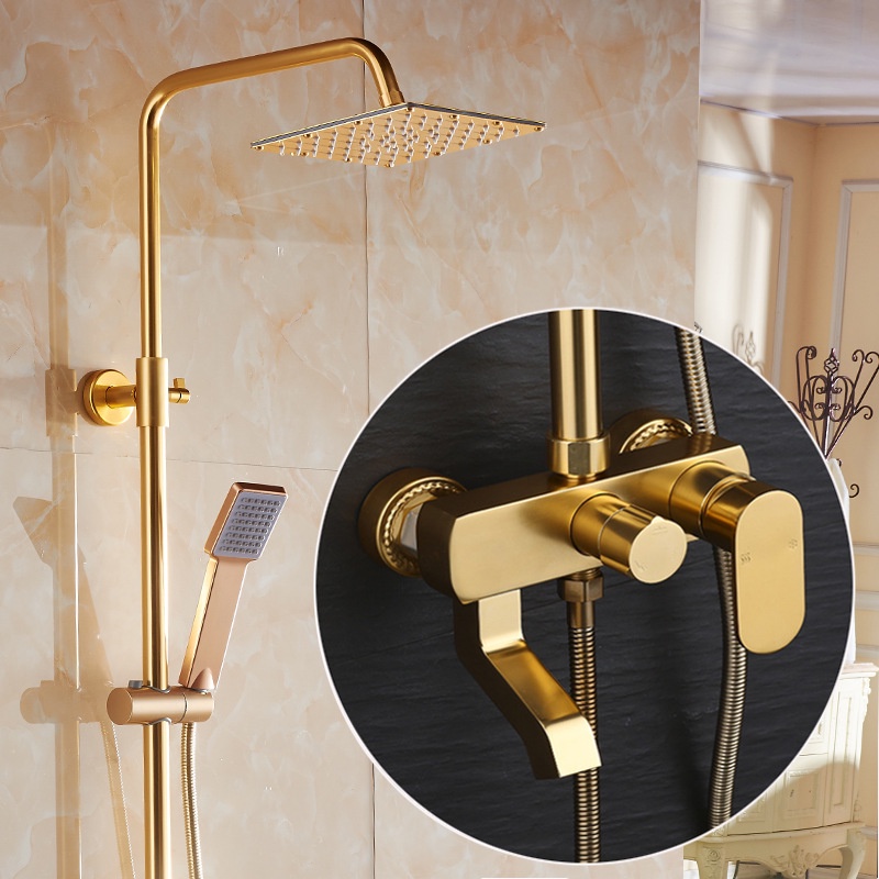 Sanitary Household Lifting Nozzle Shower Hot And Cold Golden Shower Set Space Aluminum