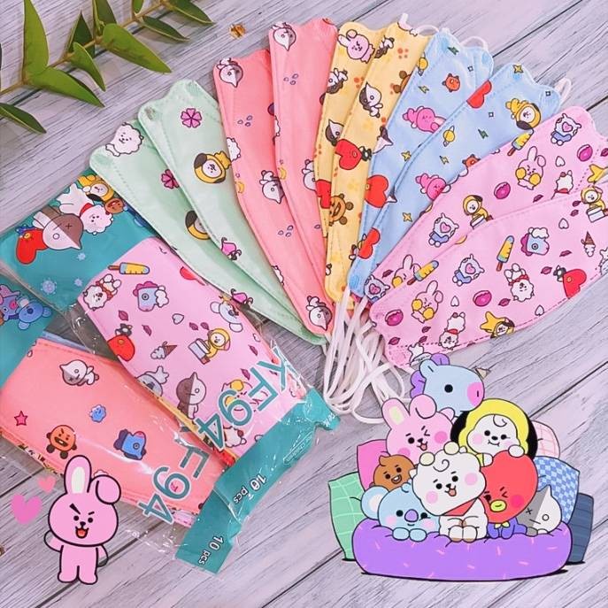 [ BEST SELLER ] - VS - Masker Anak Karakter BT21 BTS Duckbill / KN95 / KF94 / 3 Ply MOTIF MIX - KF94