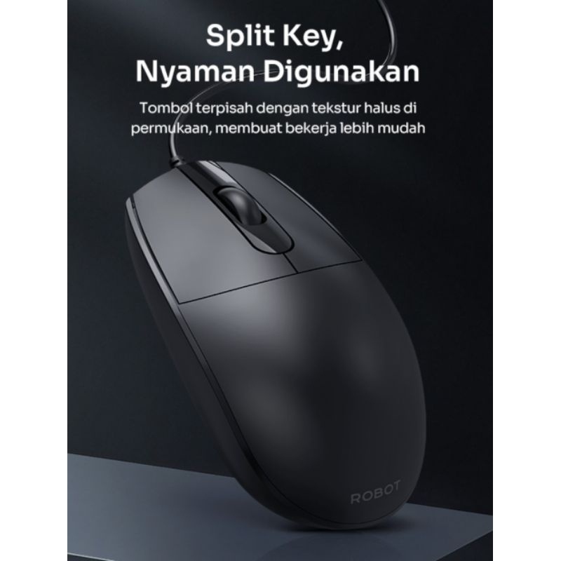 Mouse Wired ROBOT M102 Optical Mouse 1200DPI Office Mouse Untuk PC / Laptop Garansi 1 Tahun