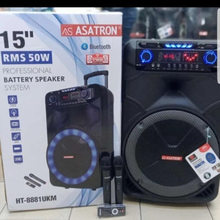 Speaker Wireless Meeting Portable Asatron HT-8881 HT8881 UKM 15 inch new