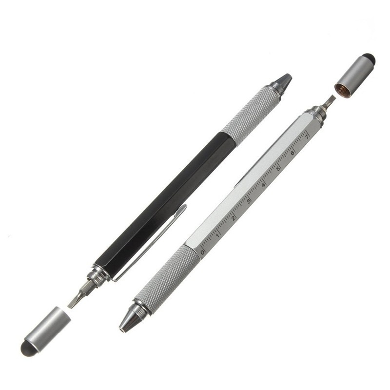 Taffware / Pena Pulpen Pen Multifungsi Plastik Stylus + Penggaris + Level + Obeng Taff Ware Official