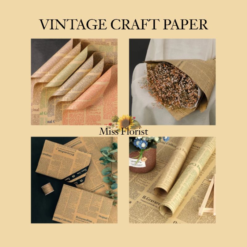 

[5 PCS] 034.PREMIUM VINTAGE CRAFT PAPER KERTAS BUKET PEMBUNGKUS BUNGA HAND BOUQUET