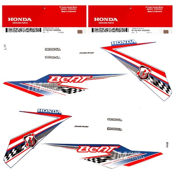 871X0-K81-D00ZDL 871X0-K81-D00ZDR Stiker Beat Eco K81 2018 Biru Putih