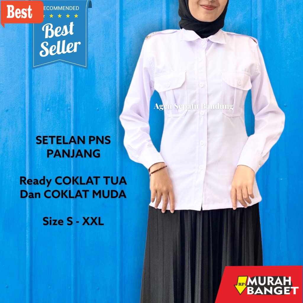 COD Atasan keren terbaru- AGEN KEMEJA PUTIH PNS WANITA/BAJU PNS CEWEK/KEMEJA DINAS/KEMEJA PANJANG PU