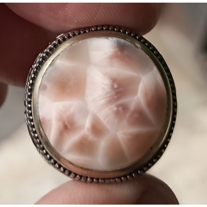 Cincin Batu Akik Natural Gambar Motif Bulu Hanoman Thomsonite Antik 2