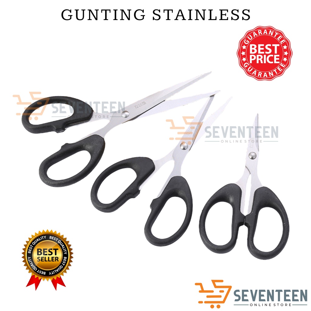 

SEVENTEEN GUNTING STAINLESS SERBAGUNA GUNTING KERTAS KAIN UKURAN KECIL SEDANG BESAR GUNTING DAPUR PERLENGKAPAN ATK SEKOLAH KANTOR SCISSORS