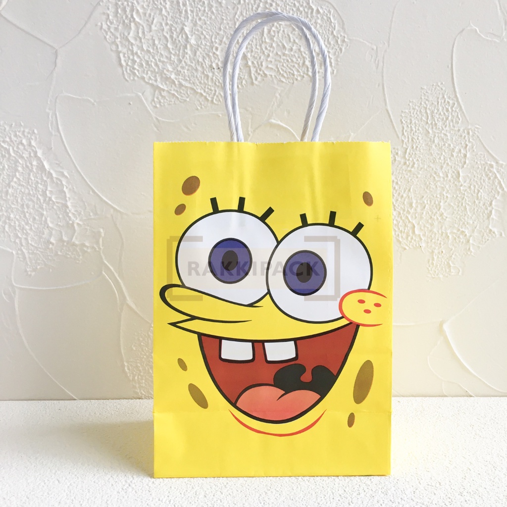 paper bag tas kertas snack ultah anak spongebob goodie bag hampers