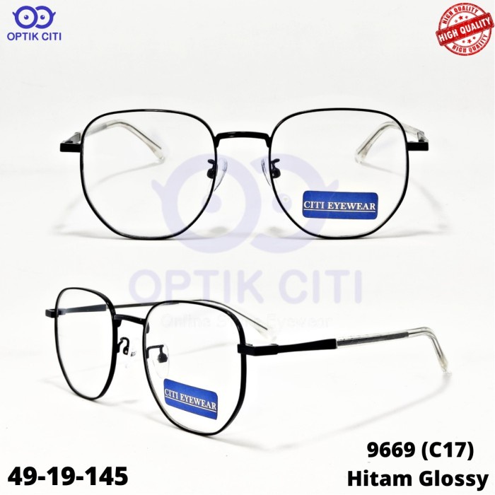 Frame Kacamata Pria Wanita Kotak Titanium 9669 Ringan High Quality