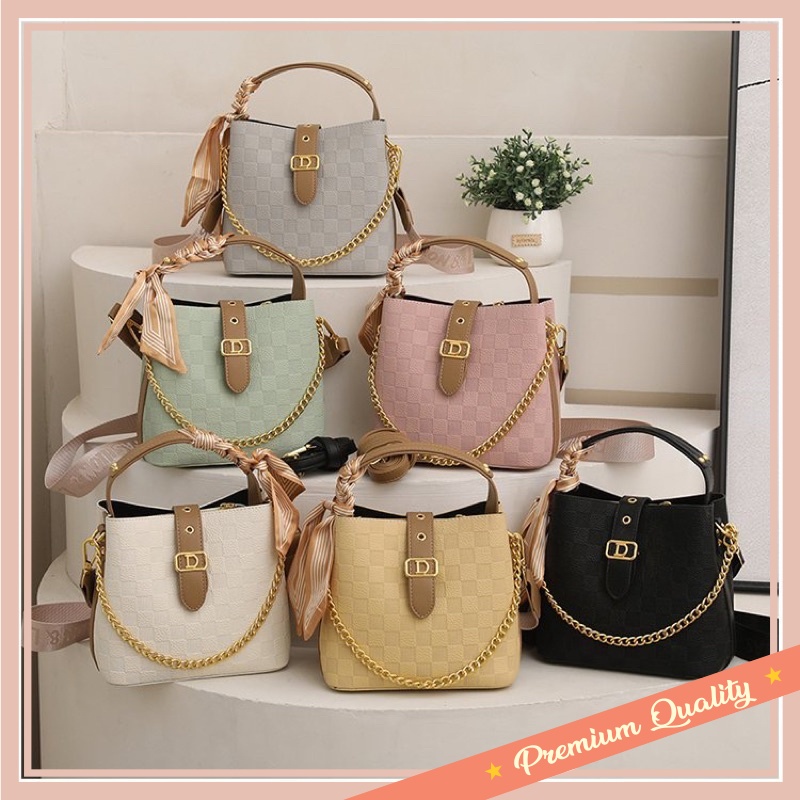 ⭐⭐⭐⭐⭐Tas Elegan Import Premium Quality Murah Bahan Bagus Awet - Tas Bucket Wanita 2 Tali Fashion 344