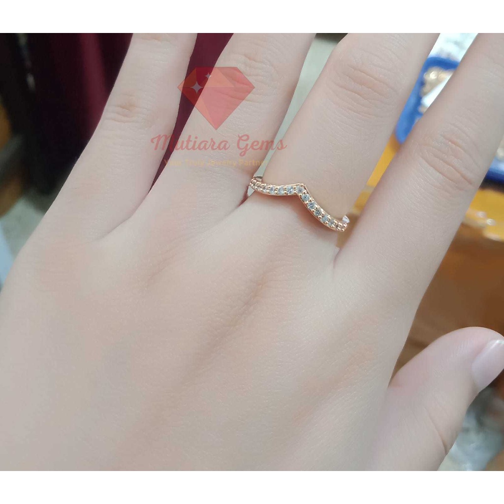 PERHIASAN WANITA CINCIN XUPING MOTIF FUJI ROSE GOLD DAN SILVER PERMATA CANTIK   ANTI LUNTUR PREMIUM 