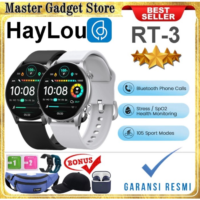 Haylou Solar Plus RT3 Smartwatch AMOLED display 105 Sport Modes Watch - RS3 - Black, Fre Antigores