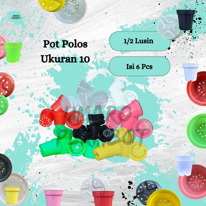 GROSIR 1/2 Lusin Pot Polos Ukuran 10 / Pot Tinggi / Pot Srondol / Pot Tanaman / Pot Bunga / Pot Plastik / Umaro Perabot