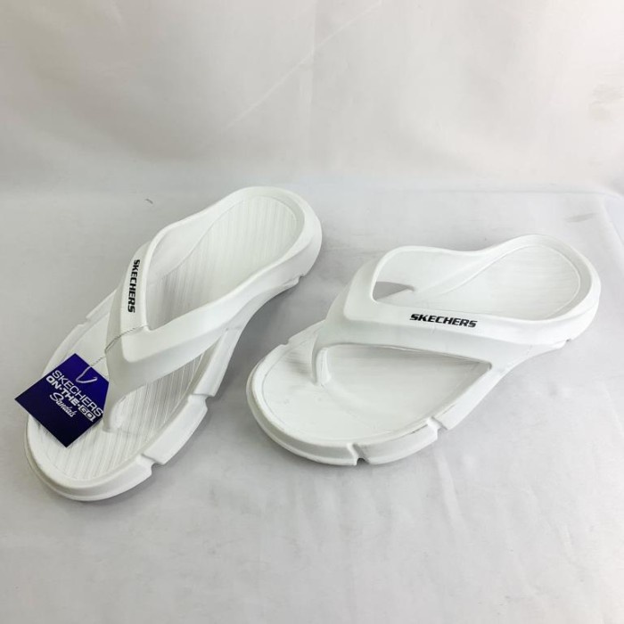 best -Sandal Jepit Pria Karet Skechers Sandal Pria Santai Elegan - White, 40