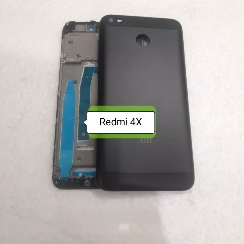 Cessing Hausing fullset frame lcd Xiaomi Redmi 4X Backdor tutup belakang + Frame tulang tengah tatak