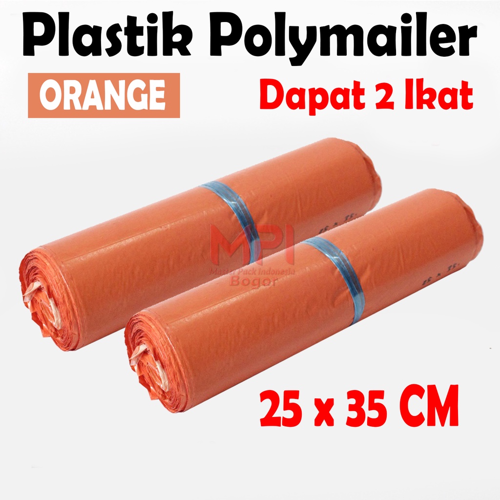 

2 IKAT - Plastik Polymailer Orange 25 x 35 cm / Plastik Polimer / Plastik packaging Kantong Amplop - Master Pack Indonesia