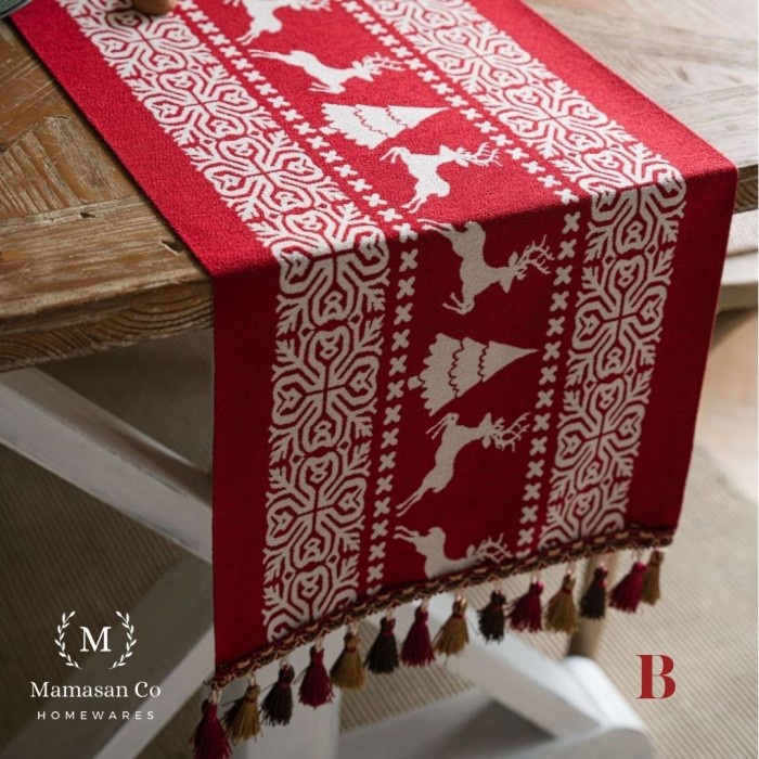 

AR // Christmas Table Runner Cover Jacquard | Dekorasi Taplak Meja Natal - Seri B