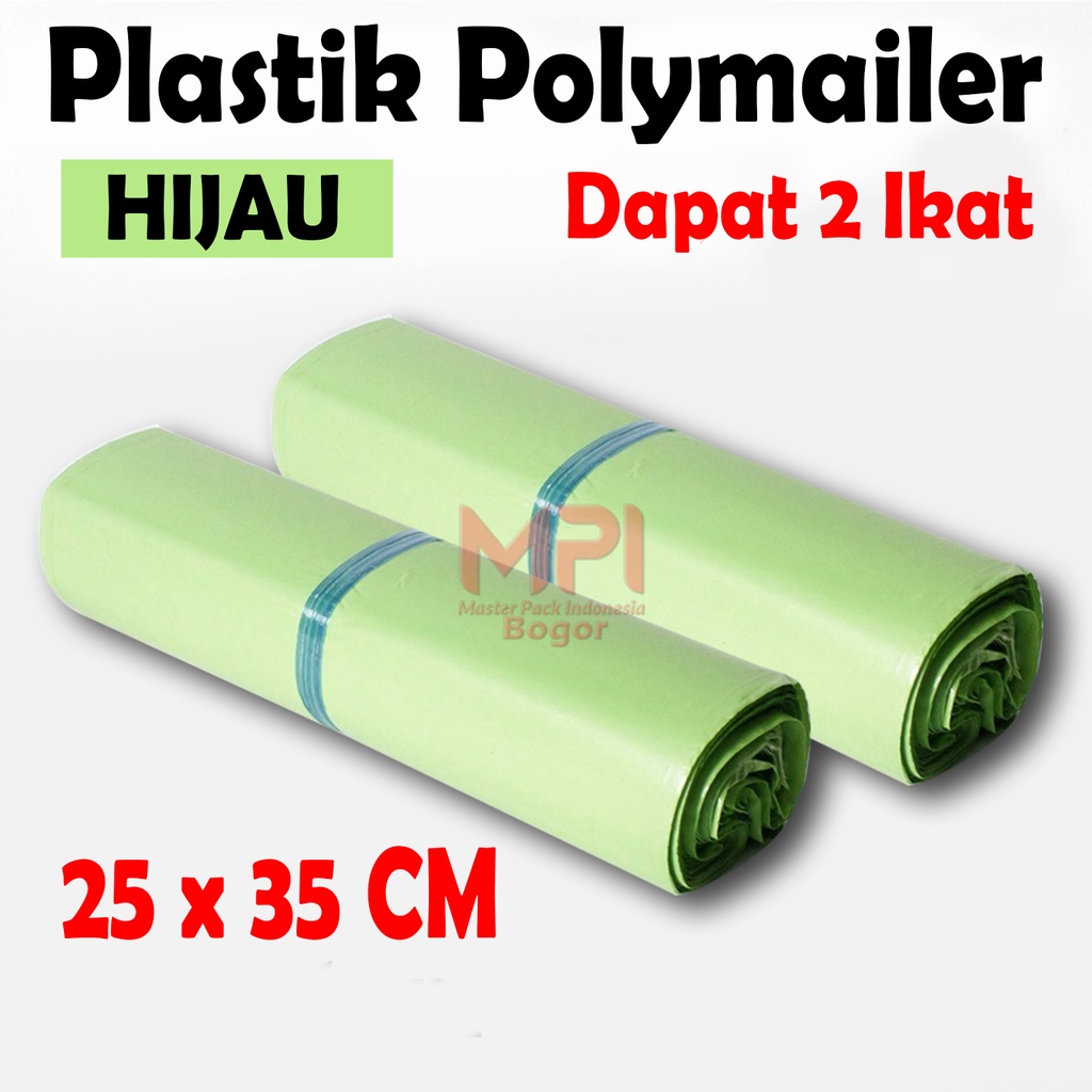 

2 IKAT - Plastik Polymailer Hijau 25 x 35 cm / Plastik Polimer / Plastik Packaging Kantong Amplop - Master Pack Indonesia
