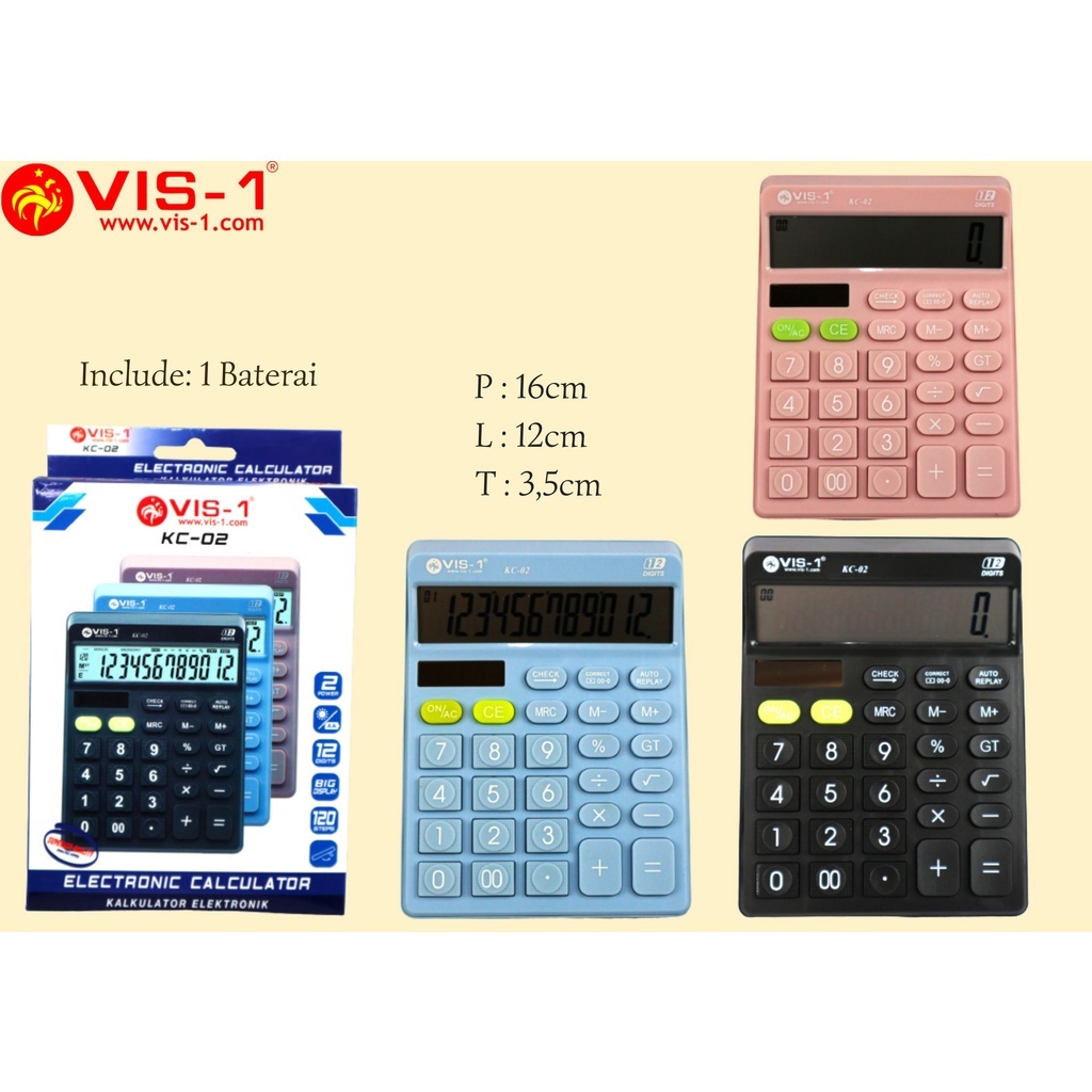 

Kalkulator Elektronik Vis-1 12 Digits KC-02