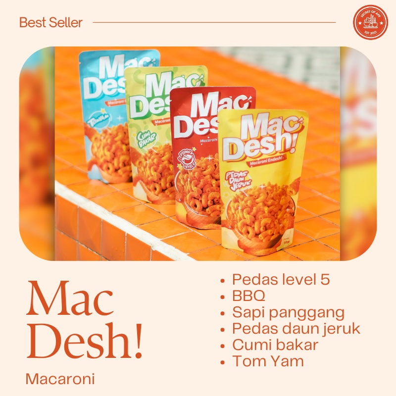 

MacDesh Macaroni Endesh Camilan Makaroni krispi Renyah Snack Kekinian pedas gurih manis