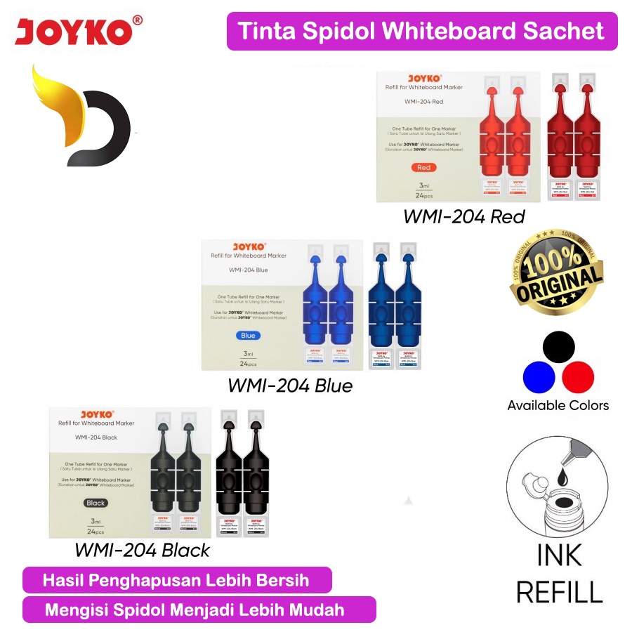 

Tinta Isi Ulang Spidol Whiteboard Sachet Refill Spidol Papan Tulis Joyko Original Praktis