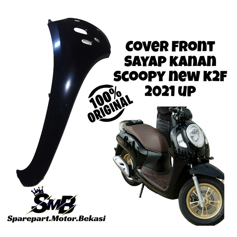 Cover front kap sayap kanan scoopy new prestige sporty fashion K2F 2021 hitam glossy hitam glosy ori