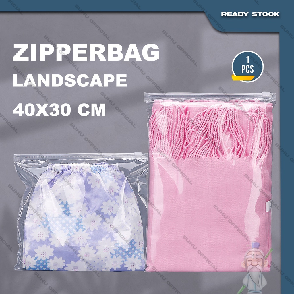 Pouch Plastik Ziplock Baju ZIPPER BAG Transparan Ukuran 40X30