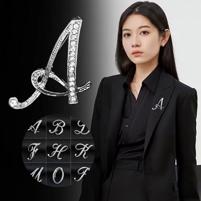 Bros huruf A gaya Korea/bros huruf berlian imitasi paduan kelas atas