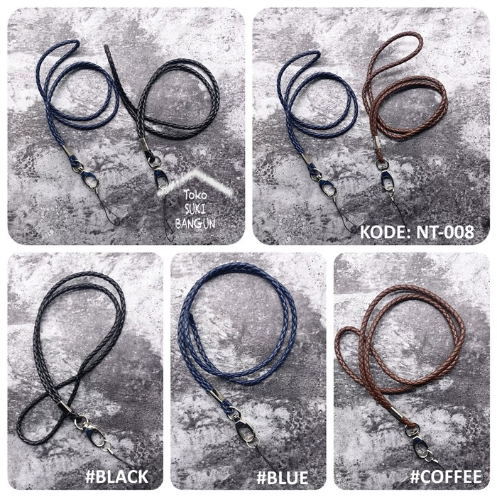 

BEST SELLER- Tali Lanyard Name Tag ID Card Strap PU Leather Braided Deluxe NT-008 - Coffee