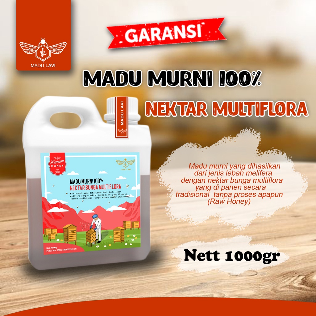 

Madu Lavi Murni Asli Nektar Multiflora Grade A 100% Alami Pure Raw Honey