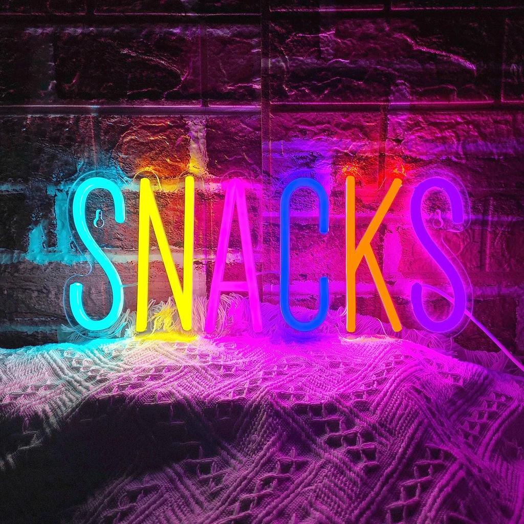 Snacks Neon sign for Wall Decor, Cake Candy Shop Snack Man Cave Coffee Bar, Dimmable - Powered Color