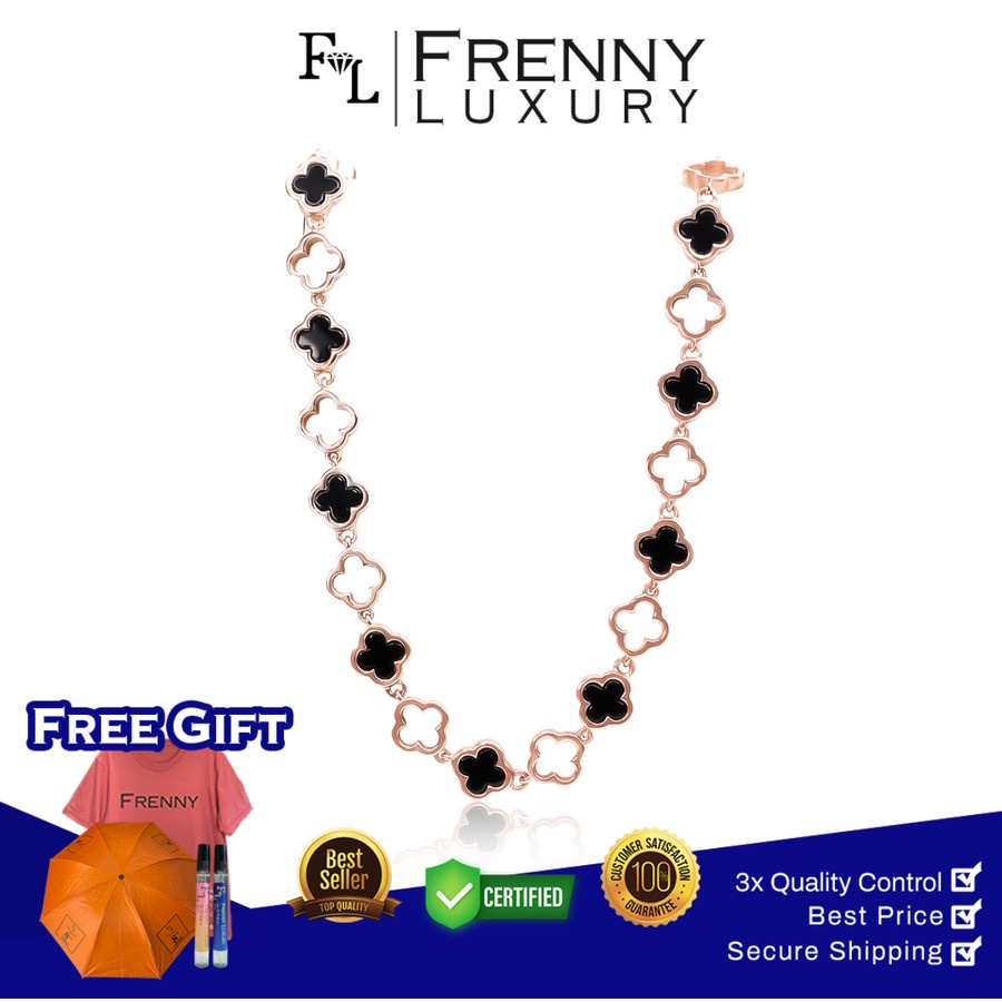Kalung Emas Rose Gold Choker Bunga Hitam 17K Frenny Jewellery