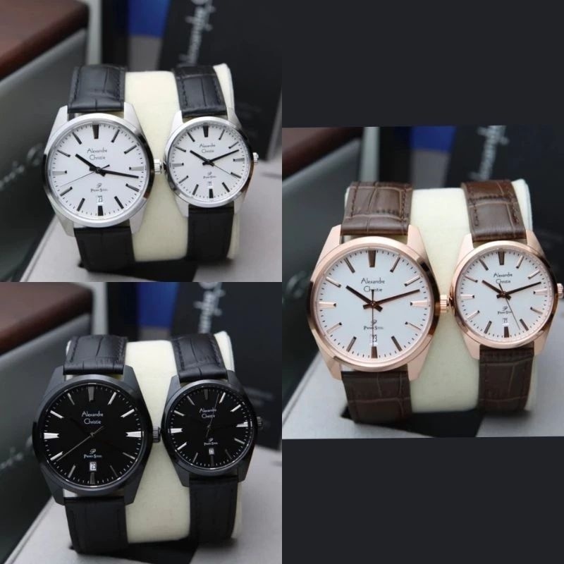 Alexandre Christie Ac 1035 Jam Tangan Couple Kulit Original