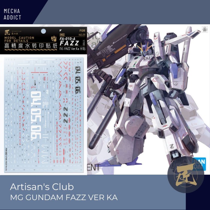 Water Slide Decal MG Gundam FAZZ Ver. Ka by Artisan Club