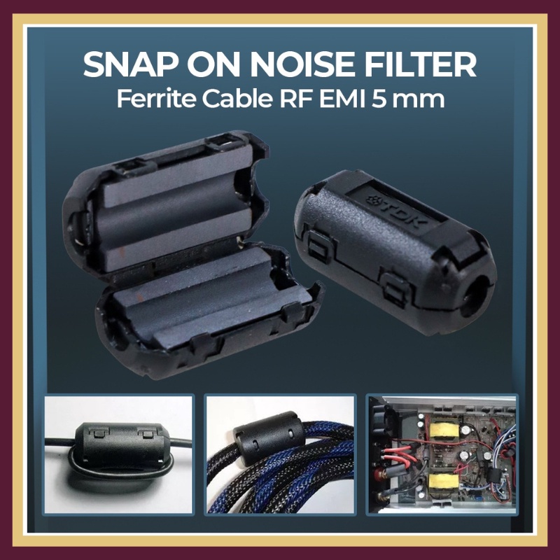 Snap On Noise Filter Ferrite Cable RF EMI 5 mm