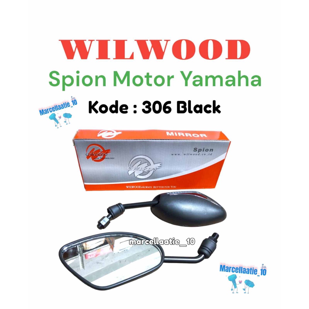 1 SET WILWOOD KACA SPION MOTOR YAMAHA 306 BLACK SPION YAMAHA KACA SPION YAMAHA HITAM MURAH KACA MOTO