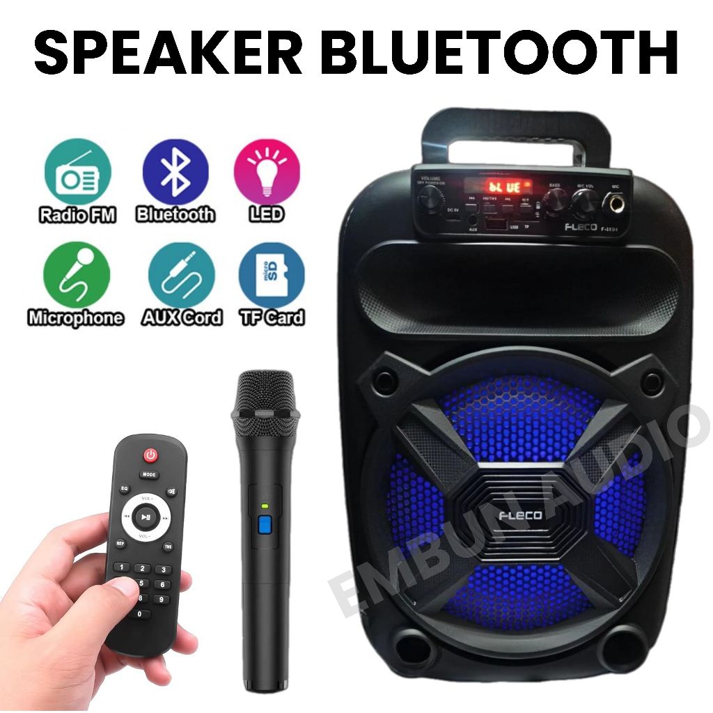 FLECO Speaker Bluetooth F-8894 8inch Best Seller Speaker Karaoke Full Bass USB/BLUETOOTH/FM RADIO/SD