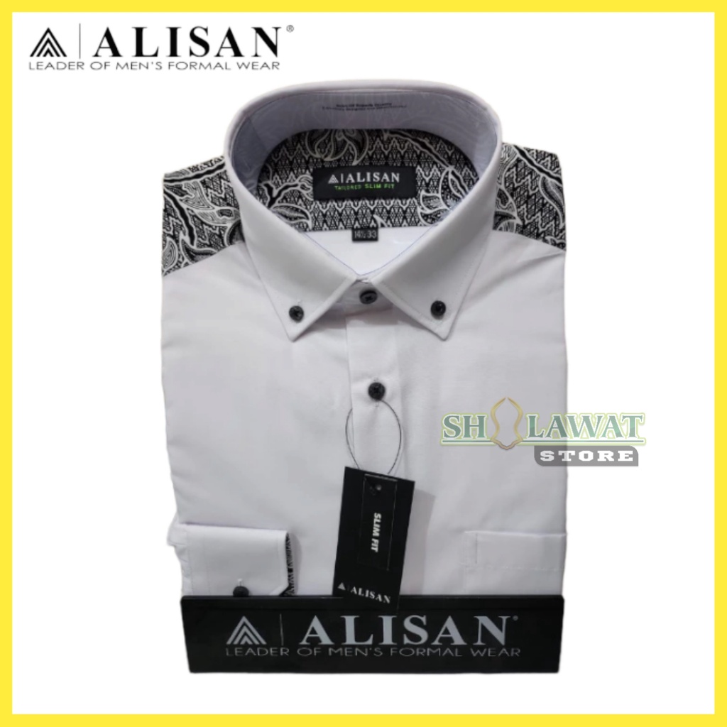 Kemeja Alisan Motif / Alisan Batik / Alisan Putih / Kemeja Alisan Slim Fit / Kemeja Alisan Lengan Pa