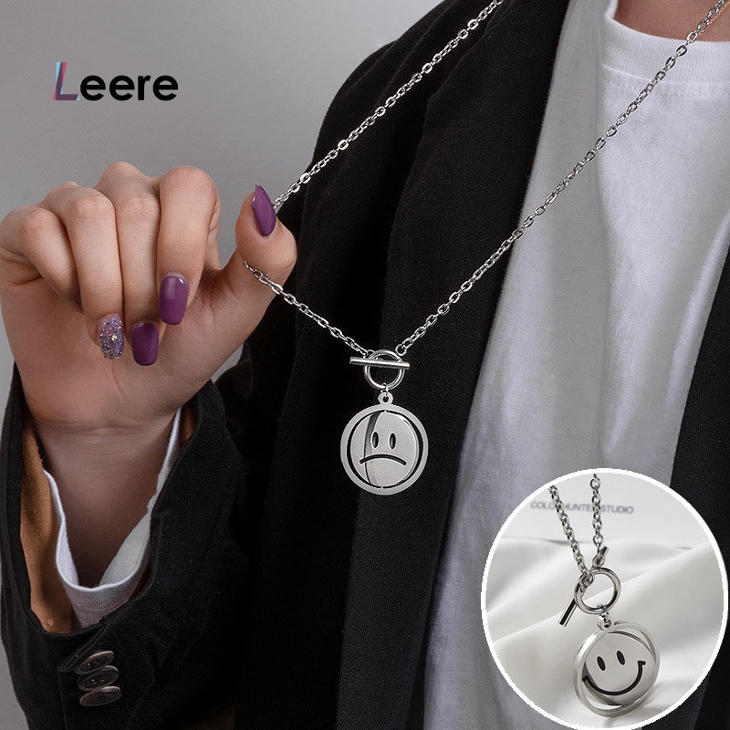 LEERE - Fashionable Simple Smile Pendant Hip Hop Pria dan Wanita Kalung