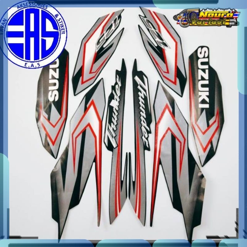 Stiker striping suzuki thunder 125 hitam 2009 2010  motor standar  bagus