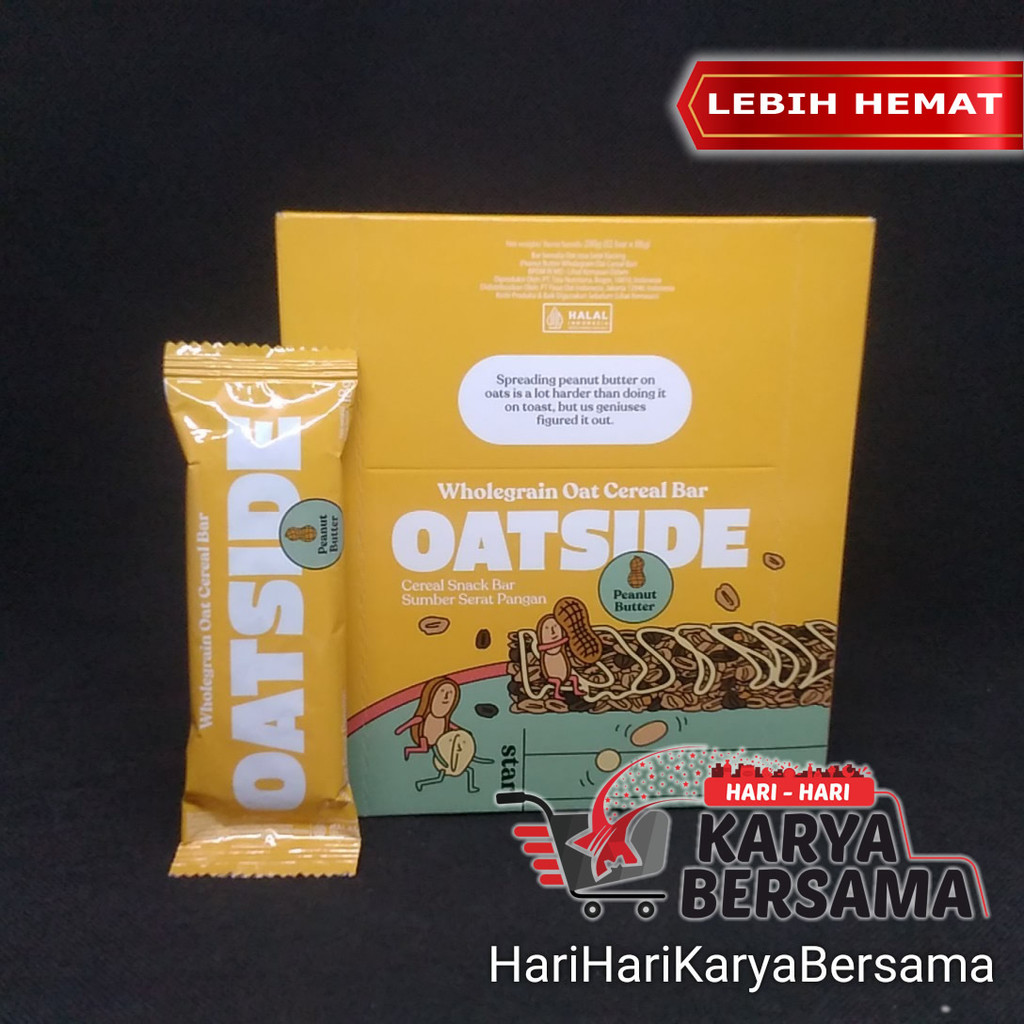 

MAKANAN RINGAN OATSIDE OAT CEREAL BAR PEANUT BUTTER BOX ISI 12'S X 18G