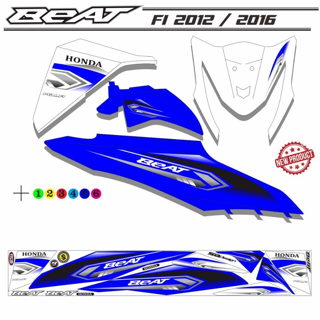 STIKER Honda BeAT VARIASI Motor F1 2012/2016 STRIPING KEREN