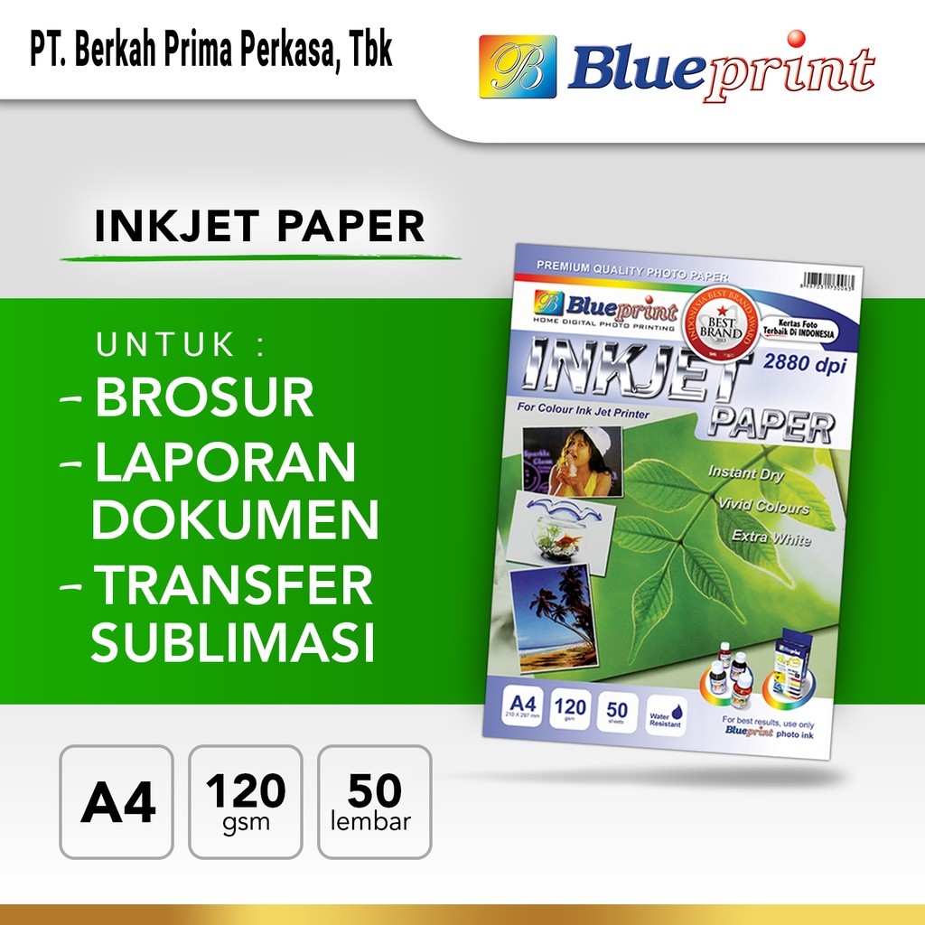 

Kertas Inkjet , Inkjet Photo Paper BLUEPRINT A4 120 gsm